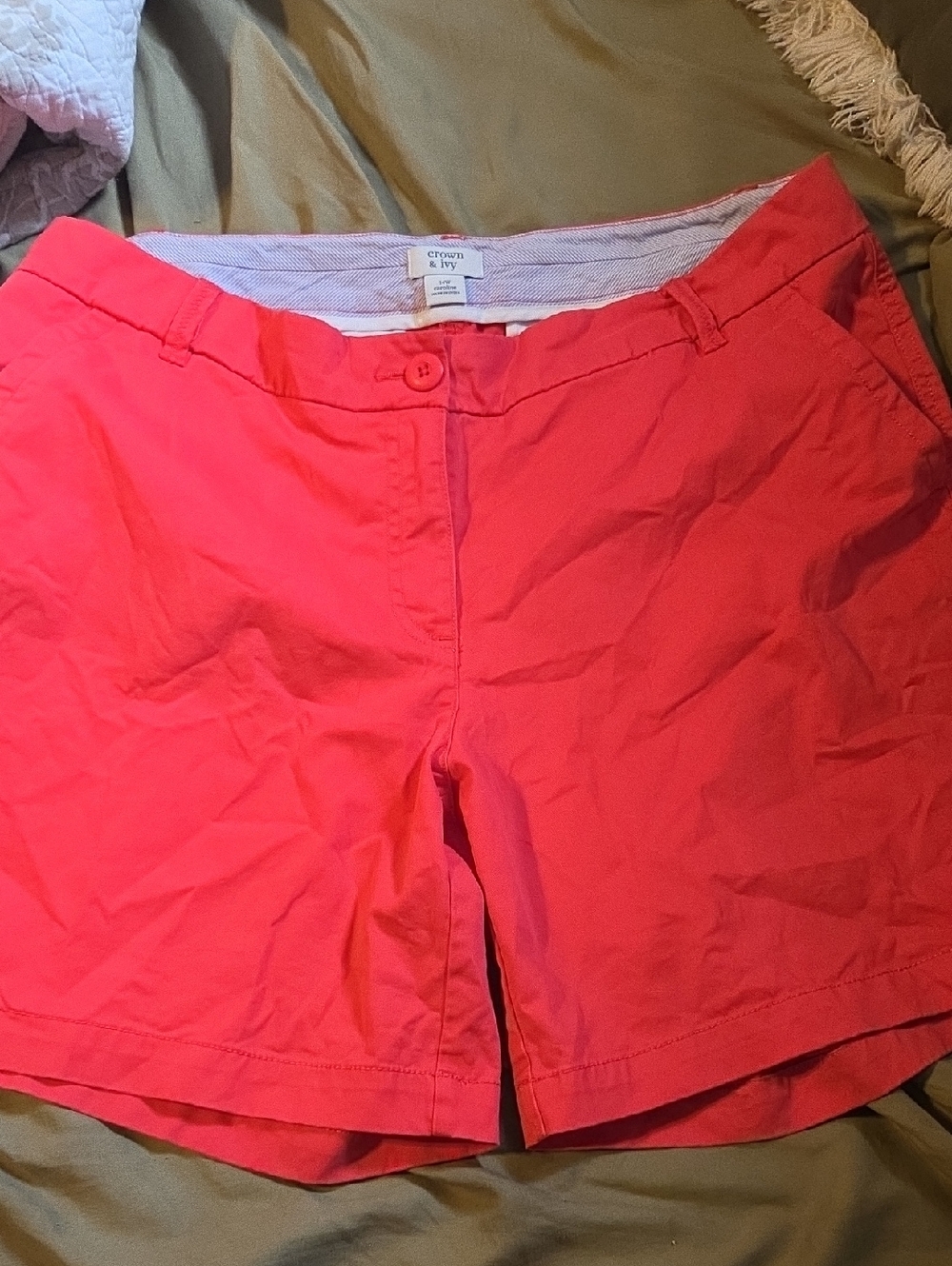 crown & ivy Coral Pink‎ Women's Chino Shorts